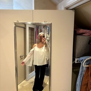 Haute Hippie White Off-Shoulder Top